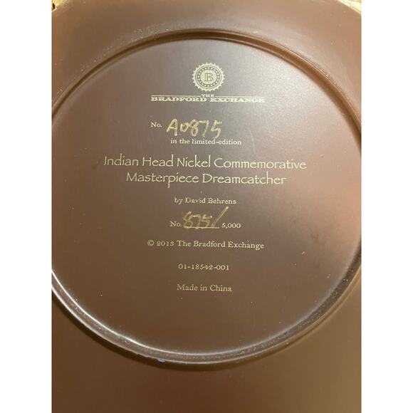Native American Buffalo Nickel Commemorative Masterpiece Dreamcatcher Bradford - Picture 4 of 10